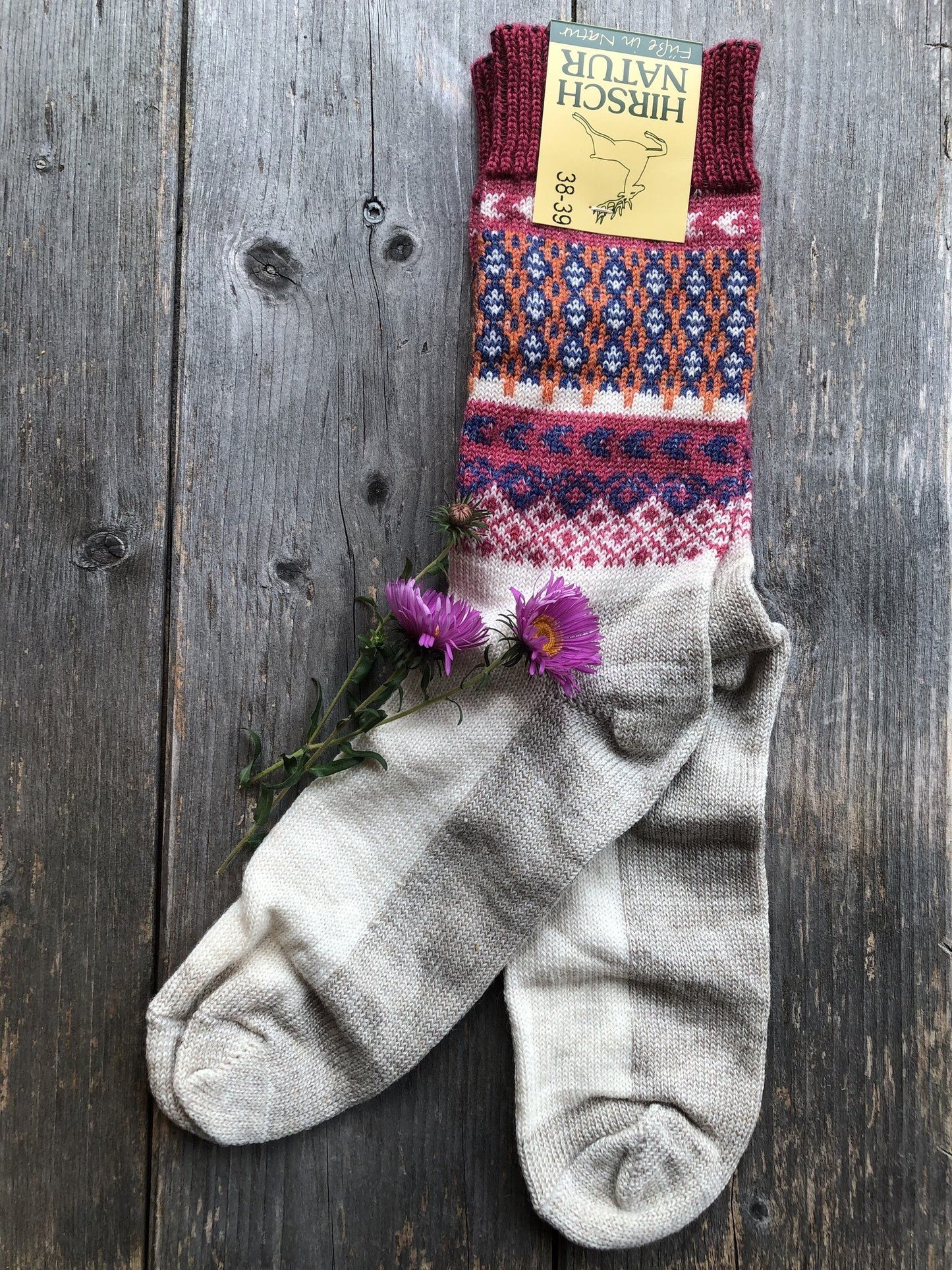 Hirsch Natur Motivsocke Damen Schurwolle/Leinen – jetzt kaufen