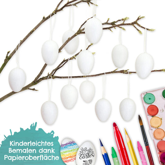 Papierdrachen 12 Pappmaché Ostereier – weiss – jetzt kaufen