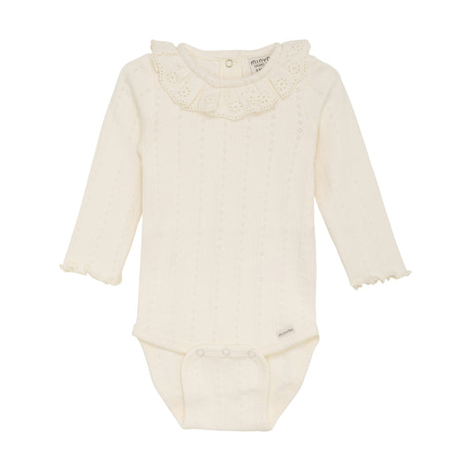 Minymo Body langarm Pointellmuster Spitze off white – jetzt kaufen