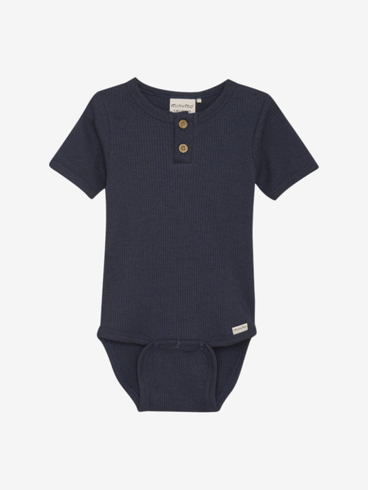 Minymo Body kurzarm Tencelmix gerippt blue nights – jetzt kaufen