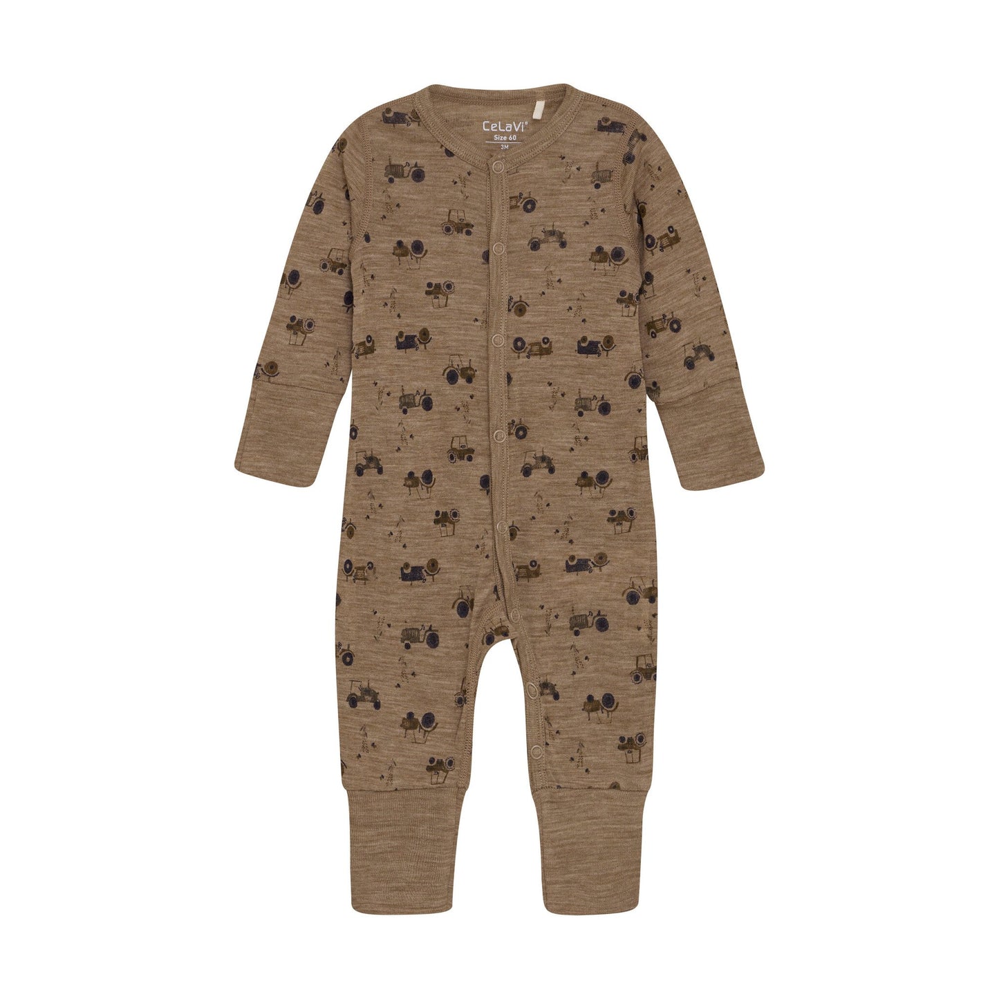 CeLaVi Pyjama Merinowolle Traktor cocoa creme – jetzt kaufen