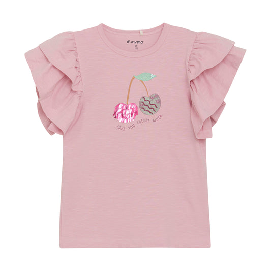 Minymo T-Shirt Kirschen Baumwolle bleached mauve – jetzt kaufen