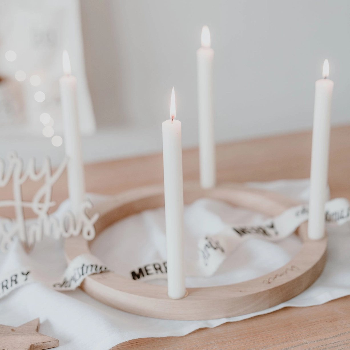 Eulenschnitt Adventskranz aus Eiche 36 cm – jetzt kaufen