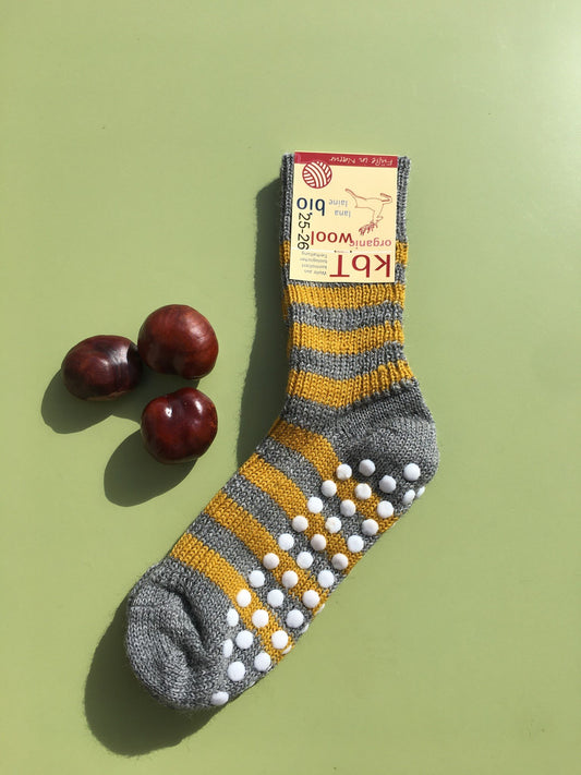 Hirsch Natur Ringelsocke - anthrazit/gelb mit Stopper – jetzt kaufen