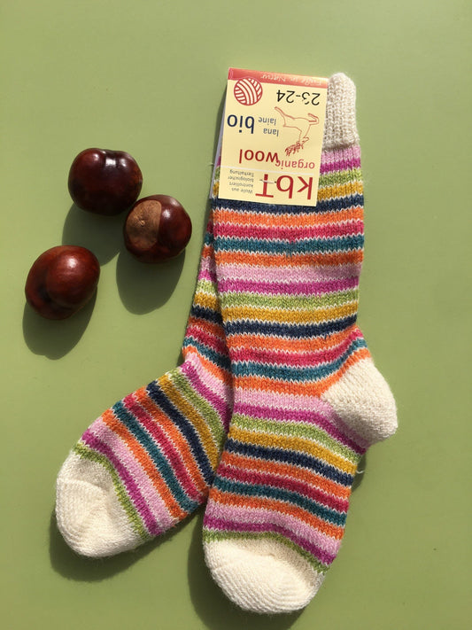 Hirsch Natur Vollplüschsocke - bunt geringelt - Wolle – jetzt kaufen