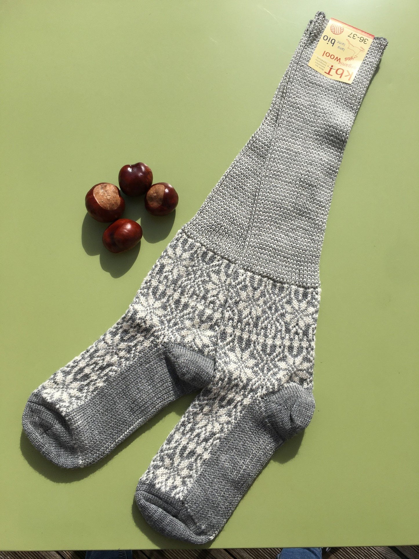 Hirsch Natur Damen - Norweger Sternenmuster Kniestrump – jetzt kaufen