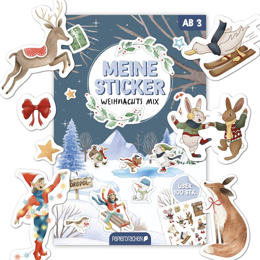 Papierdrachen Stickerblock Weihnachten Aquarell – jetzt kaufen