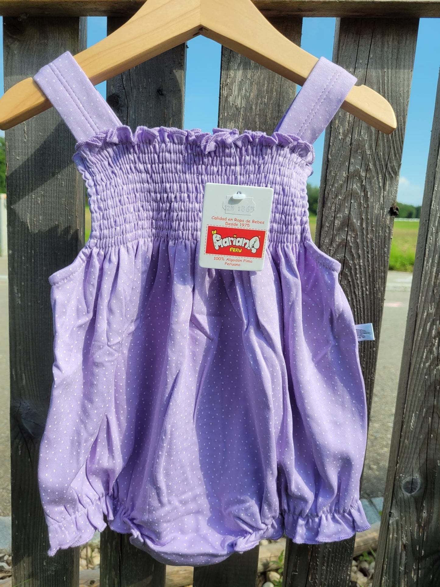 Paola Maria Strampler kurzarm gerafft - lila  gepunkte – jetzt kaufen