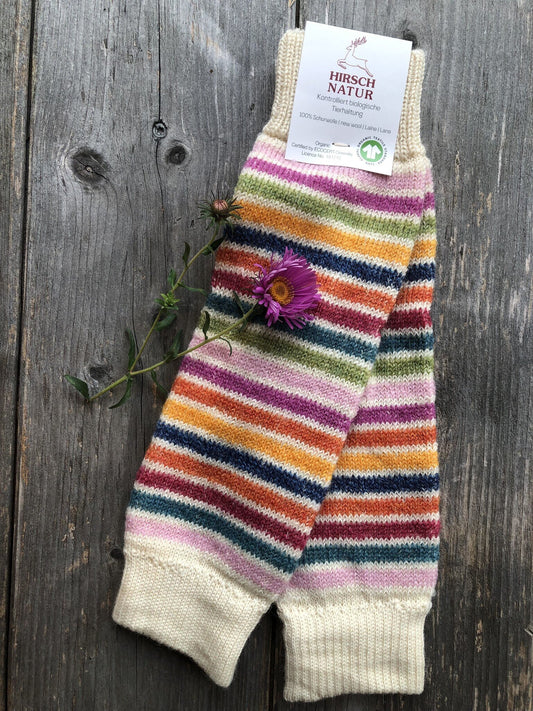 Hirsch Natur Kinderstulpen - bunt geringelt - Wolle – jetzt kaufen