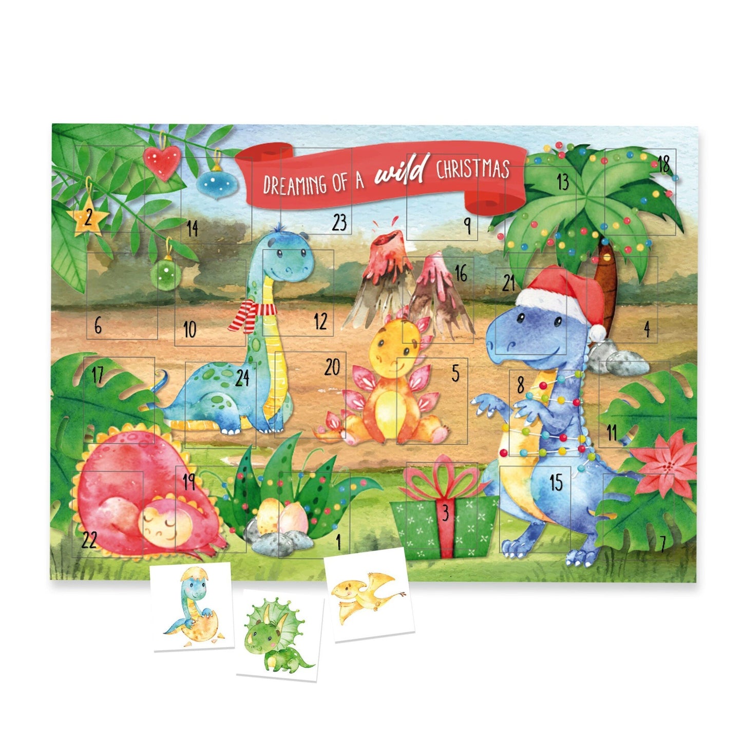 Papierdrachen Tattoo-Adventskalender – Dinosaurier – jetzt kaufen